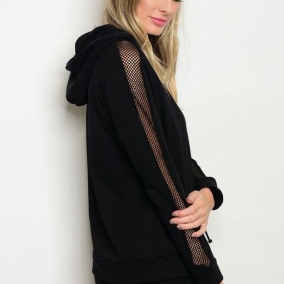 Fierce Broad Tops -   Black Mesh Hoodie